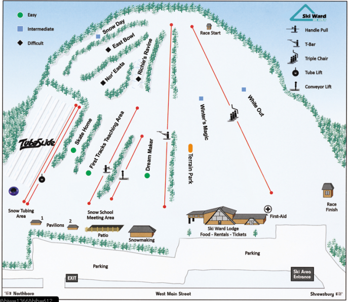 Ski Ward Hill trail map