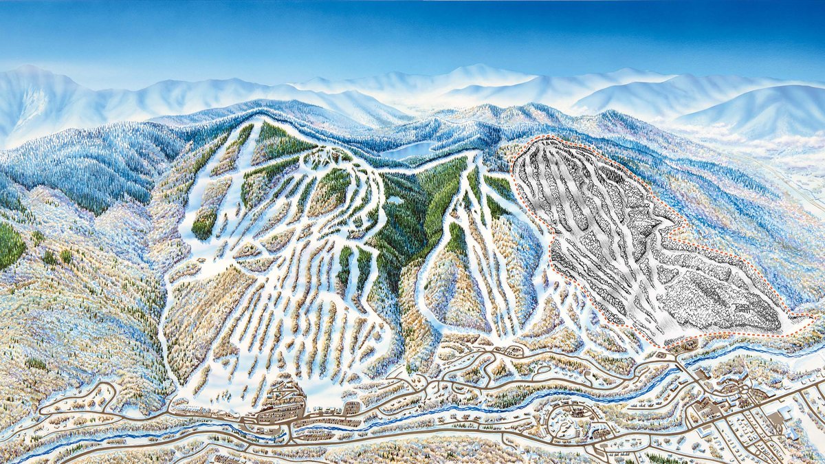 Illustrated overview of Loon Mountain Resort and its ski terrain.